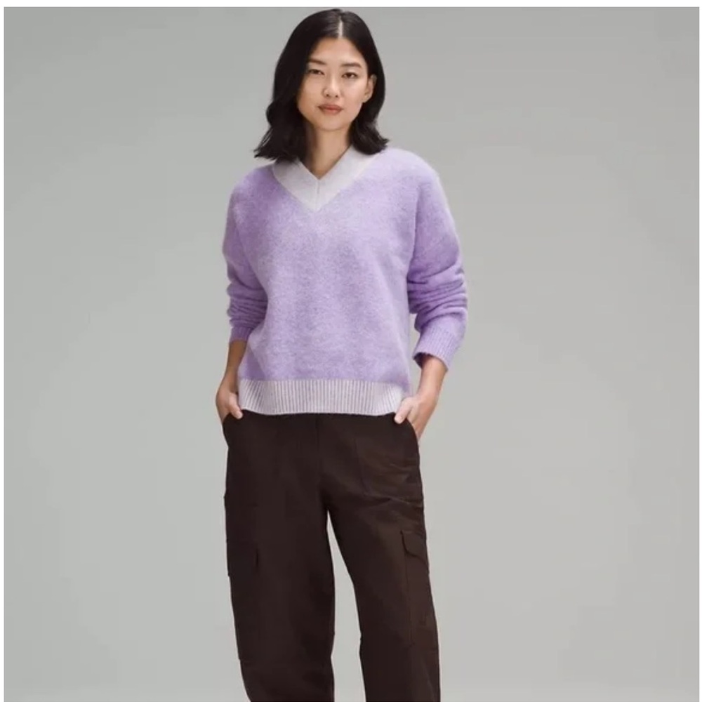NWOT Lululemon Alpaca Wool-Blend V-Neck Sweater Heathered Digital Lavender